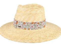 Joanna Short Brim Hat Honey/White Floral Straw Hat - Brixton