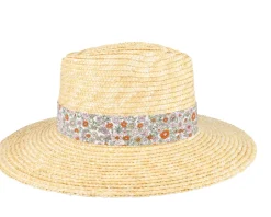 Joanna Short Brim Hat Honey/White Floral Straw Hat - Brixton