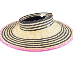 Joanna Visor Honey/Black/Pink Straw Hat - Brixton