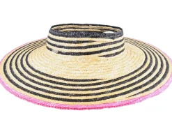 Joanna Visor Honey/Black/Pink Straw Hat - Brixton