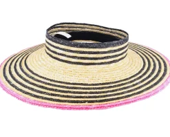 Joanna Visor Honey/Black/Pink Straw Hat - Brixton