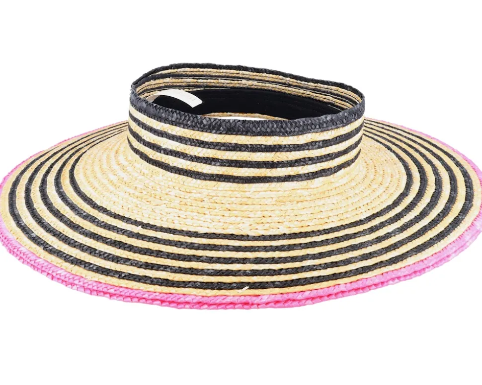 Joanna Visor Honey/Black/Pink Straw Hat - Brixton