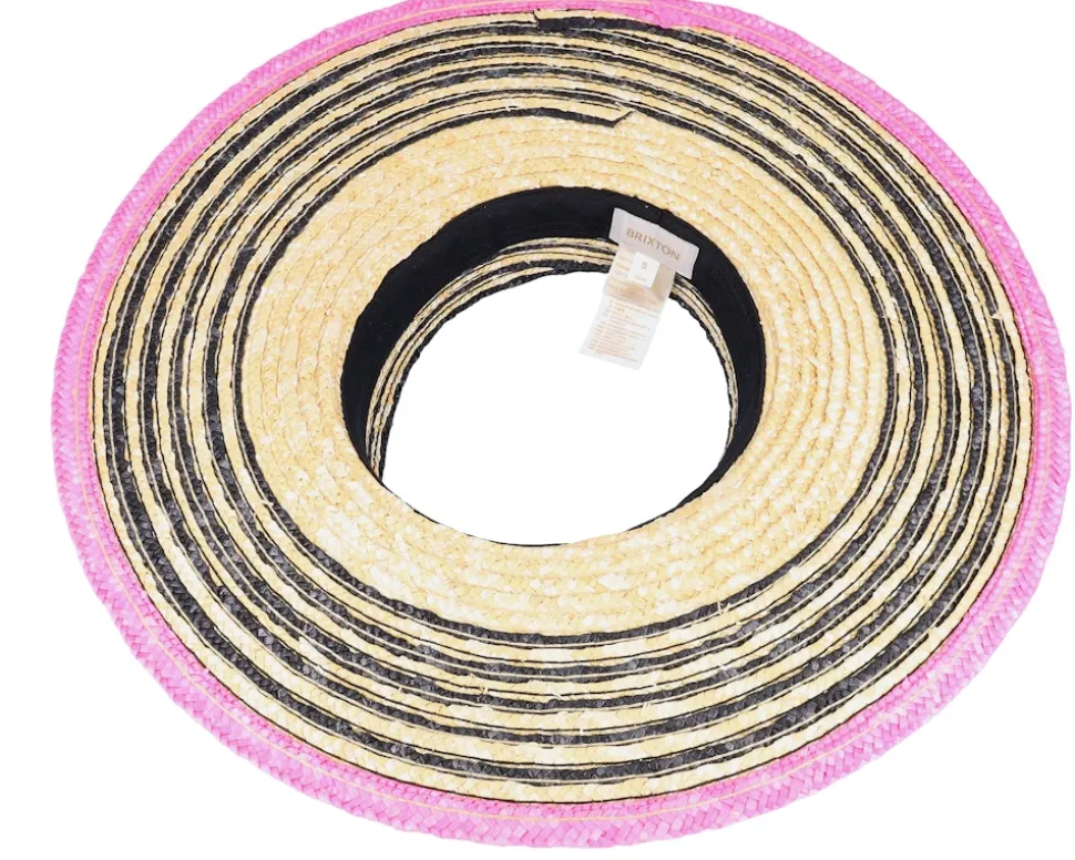 Joanna Visor Honey/Black/Pink Straw Hat - Brixton