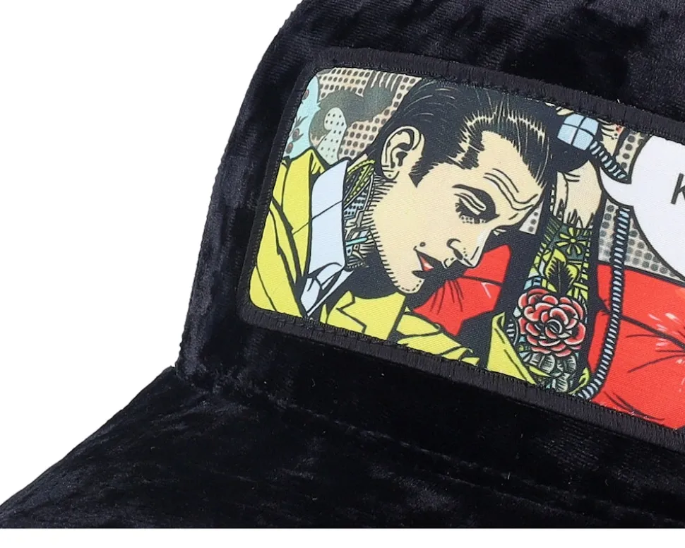 K Bye. Pop Art Velvet Black A-Frame Trucker - Calza Pennello