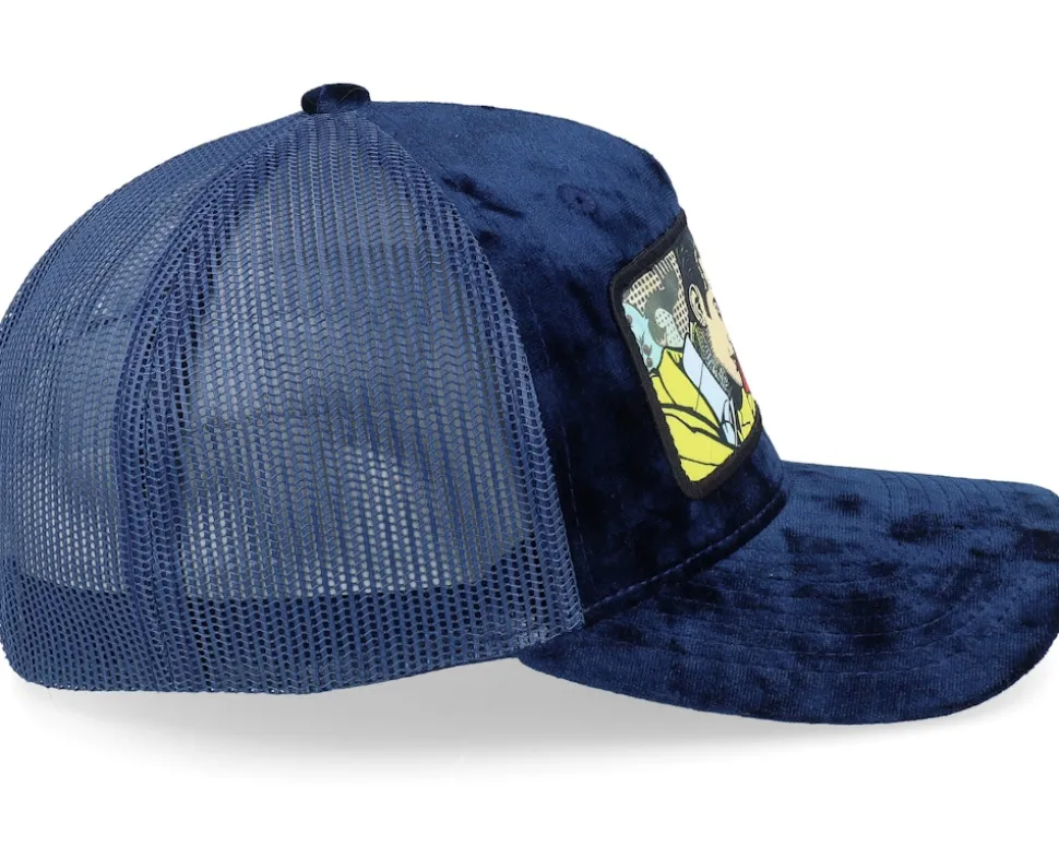 K Bye. Pop Art Velvet Navy A-Frame Trucker - Calza Pennello
