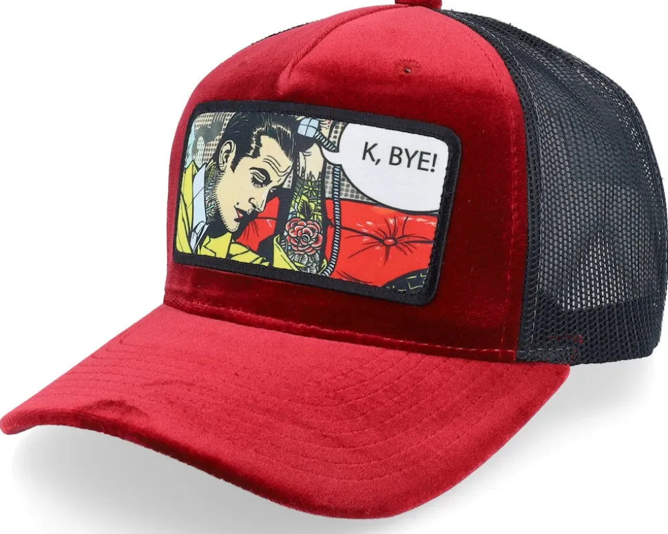 K Bye. Pop Art Velvet Red/Black A-Frame Trucker - Calza Pennello