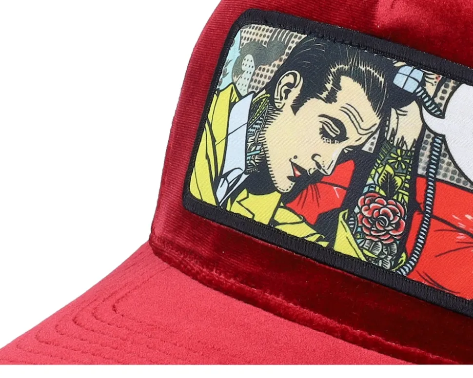 K Bye. Pop Art Velvet Red/Black A-Frame Trucker - Calza Pennello