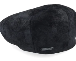 Kent Ef Pigskin Black Earflap Flatcap - Stetson