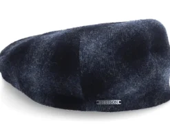 Kent Ef Wool Check Navy Earflap Flat Cap - Stetson