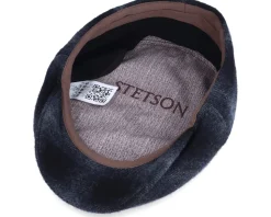 Kent Ef Wool Check Navy Earflap Flat Cap - Stetson