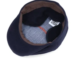 Kent Wool/Cashmere Ear Flap Navy Flat Cap - Stetson