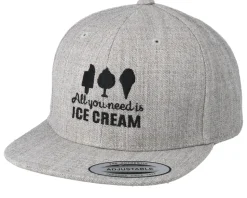 Kids All You Need Is Ice Cream Heather Grey Snapback - Kiddo Cap