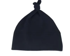Kids Baby One-knot Engraved Suede Patch Black Beanie - Babybugz