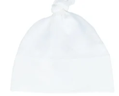 Kids Baby One-knot Engraved Suede Patch White Beanie - Babybugz