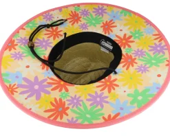 Kids Backyard Meadow Lifeguard Hat Peaches Natural/Pink Straw Hat - Headster