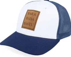 Kids Bara Bada Bastu Engraved White/Navy Trucker - Kiddo Cap