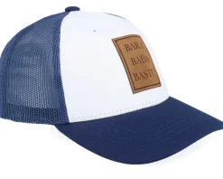 Kids Bara Bada Bastu Engraved White/Navy Trucker - Kiddo Cap