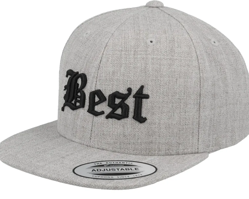 Kids Best Old English 3d Heather Grey Snapback - Kiddo Cap