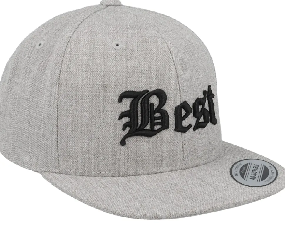 Kids Best Old English 3d Heather Grey Snapback - Kiddo Cap