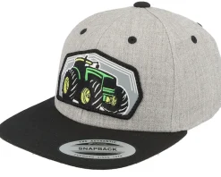 Kids Big Tractor Grey Patch Heather Grey/Black Snapback - Kiddo Cap