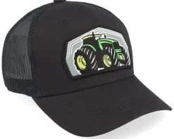 Kids Big Tractor Grey Patch Black Trucker - Kiddo Cap