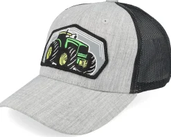 Kids Big Tractor Grey Patch Black Trucker - Kiddo Cap