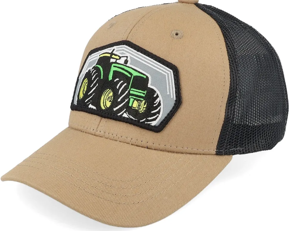 Kids Big Tractor Grey Patch Caramel/Black Trucker - Kiddo Cap