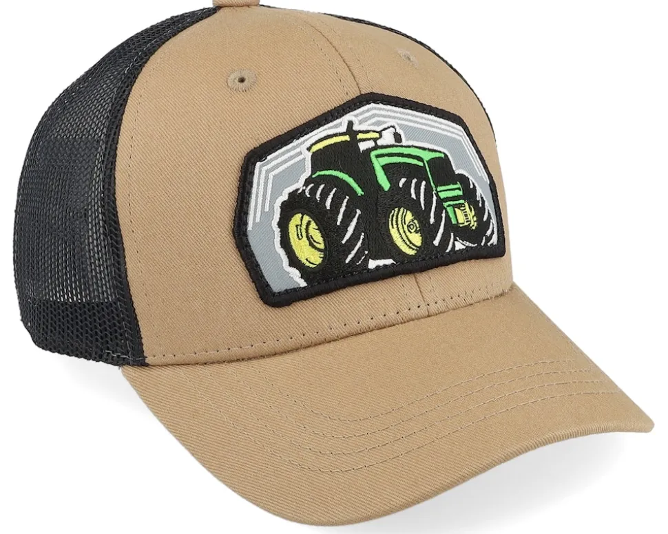 Kids Big Tractor Grey Patch Caramel/Black Trucker - Kiddo Cap