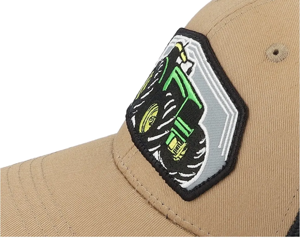 Kids Big Tractor Grey Patch Caramel/Black Trucker - Kiddo Cap