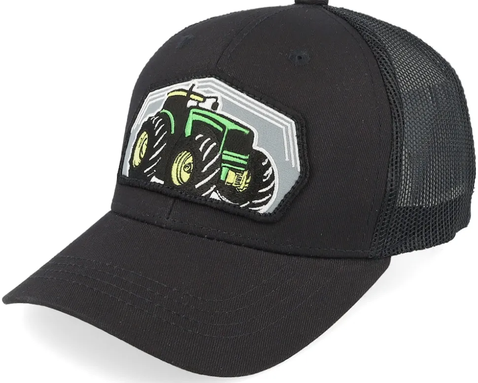 Kids Big Tractor Grey Patch Caramel/Black Trucker - Kiddo Cap