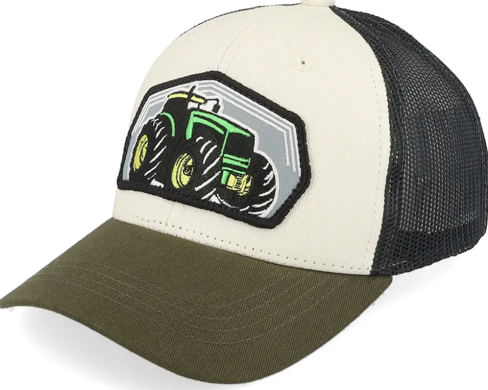 Kids Big Tractor Grey Patch Caramel/Black Trucker - Kiddo Cap