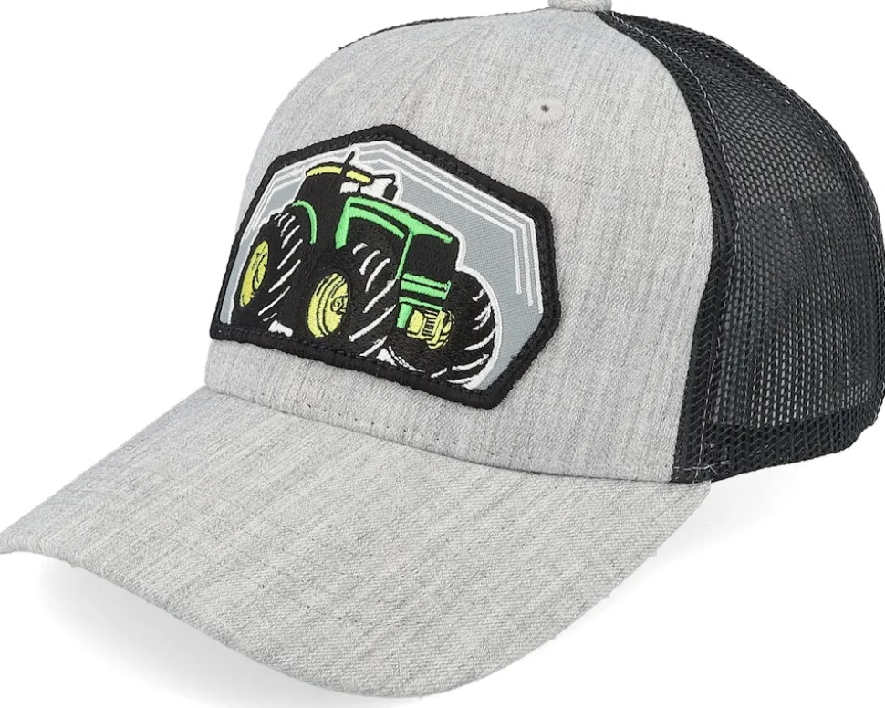 Kids Big Tractor Grey Patch Caramel/Black Trucker - Kiddo Cap