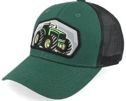 Kids Big Tractor Grey Patch Green/Black Trucker - Kiddo Cap