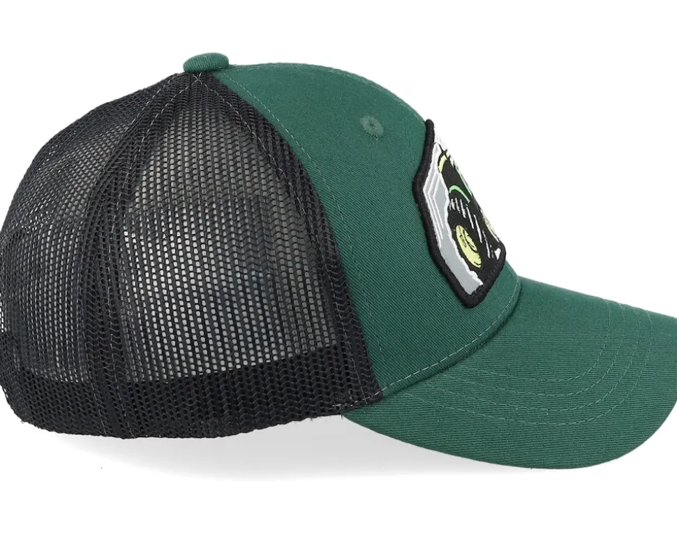 Kids Big Tractor Grey Patch Green/Black Trucker - Kiddo Cap