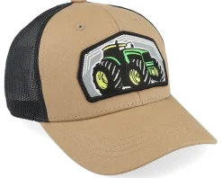 Kids Big Tractor Grey Patch Caramel/Black Trucker - Kiddo Cap