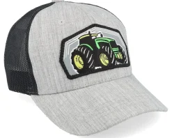 Kids Big Tractor Grey Patch Heather Grey/Black Trucker - Kiddo Cap