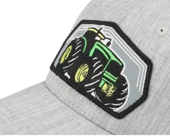 Kids Big Tractor Grey Patch Heather Grey/Black Trucker - Kiddo Cap