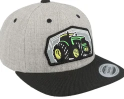 Kids Big Tractor Grey Patch Heather Grey/Black Snapback - Kiddo Cap