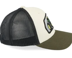 Kids Big Tractor Grey Patch Ivory/Black/Dark Mesh Trucker - Kiddo Cap