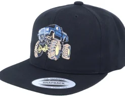 Kids Big Wheels Monster Truck Black Snapback - Kiddo Cap