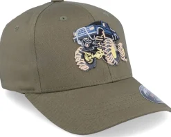 Kids Big Wheels Monster Truck Olive Flexfit - Kiddo Cap