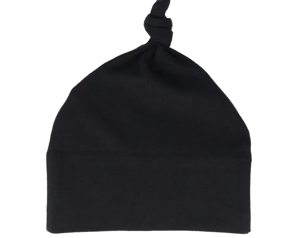 Kids Black Baby One-knot Beanie - Babybugz