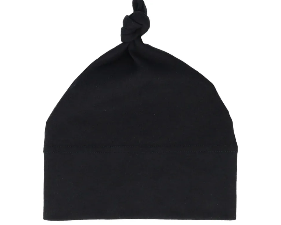 Kids Black Baby One-knot Beanie - Babybugz