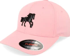 Kids Black Horse Wooly Combed Pink Flexfit - Kiddo Cap