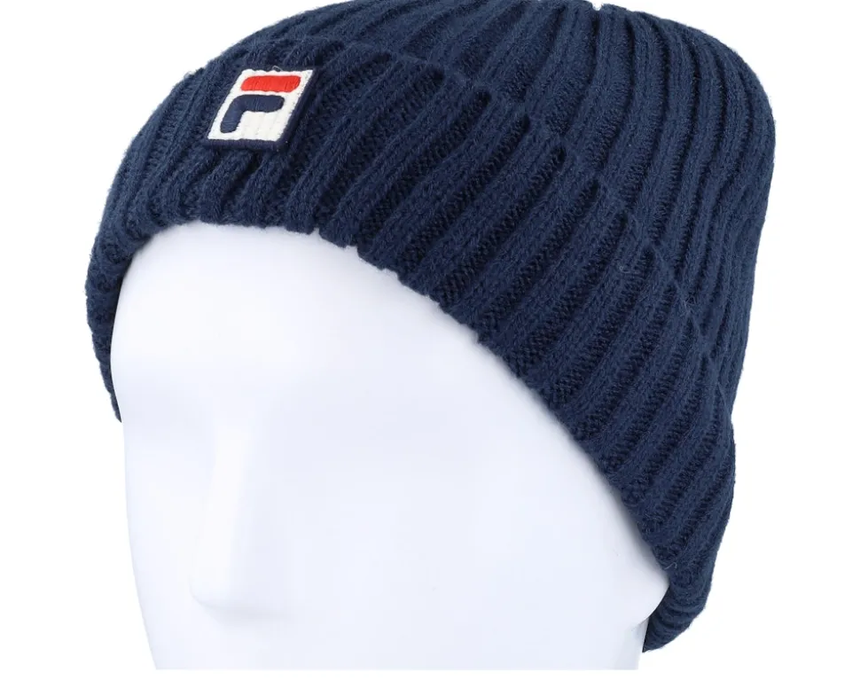 Kids Bokaro Warm Beanie With F-box Black Iris Cuff - Fila