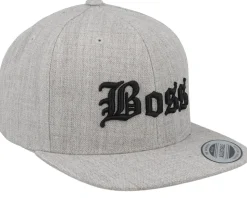 Kids Boss Old English 3d Heather Grey Snapback - Kiddo Cap