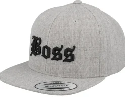 Kids Boss Old English 3d Heather Grey Snapback - Kiddo Cap