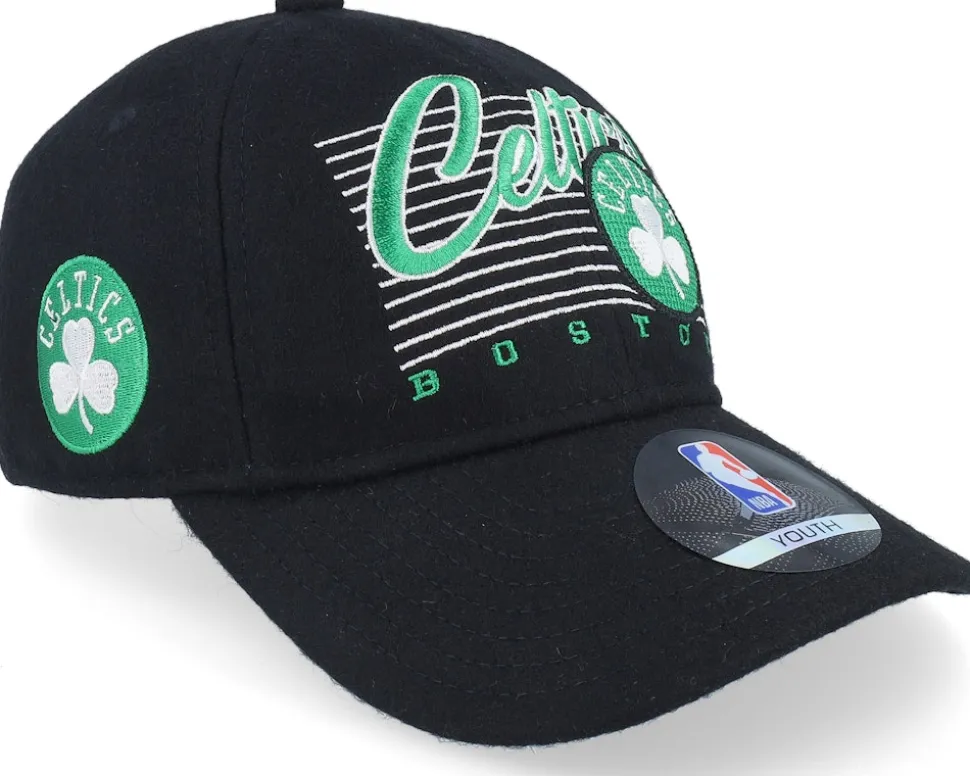 Kids Boston Celtics Retro Wooly Black Dad Cap - Outerstuff