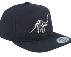 Kids Brachiosaurus Skeleton Patch Black Snapback - Kiddo Cap