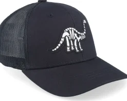 Kids Brachiosaurus Skeleton Patch Black Trucker - Kiddo Cap